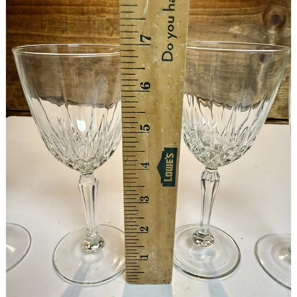 Set of 4 VINTAGE Luminarc Wine Water Glasses Vertical Cut Diamond Design